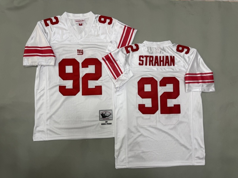 Men 2025 New York Giants #92 Strahan white Throwback Limited NFL Jersey style 001